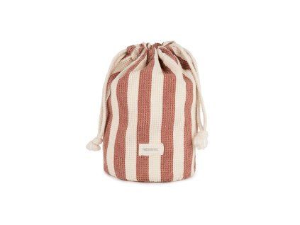 Portofino waterproof beach pouch rusty red stripes nobodinoz 1 8435574928290