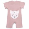 Moniel Dětský overal s krátkým rukávem Kočka Pastel růžová
