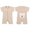 Moniel Dětský overal s krátkým rukávem Medvěd Pastel béžová