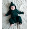 Moniel Dětský rostoucí teplákový overal Dinosaur Basic Dark Green