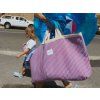 Studio Noos Plážová taška Beach Bag Poplin Raspberry Striped (3)