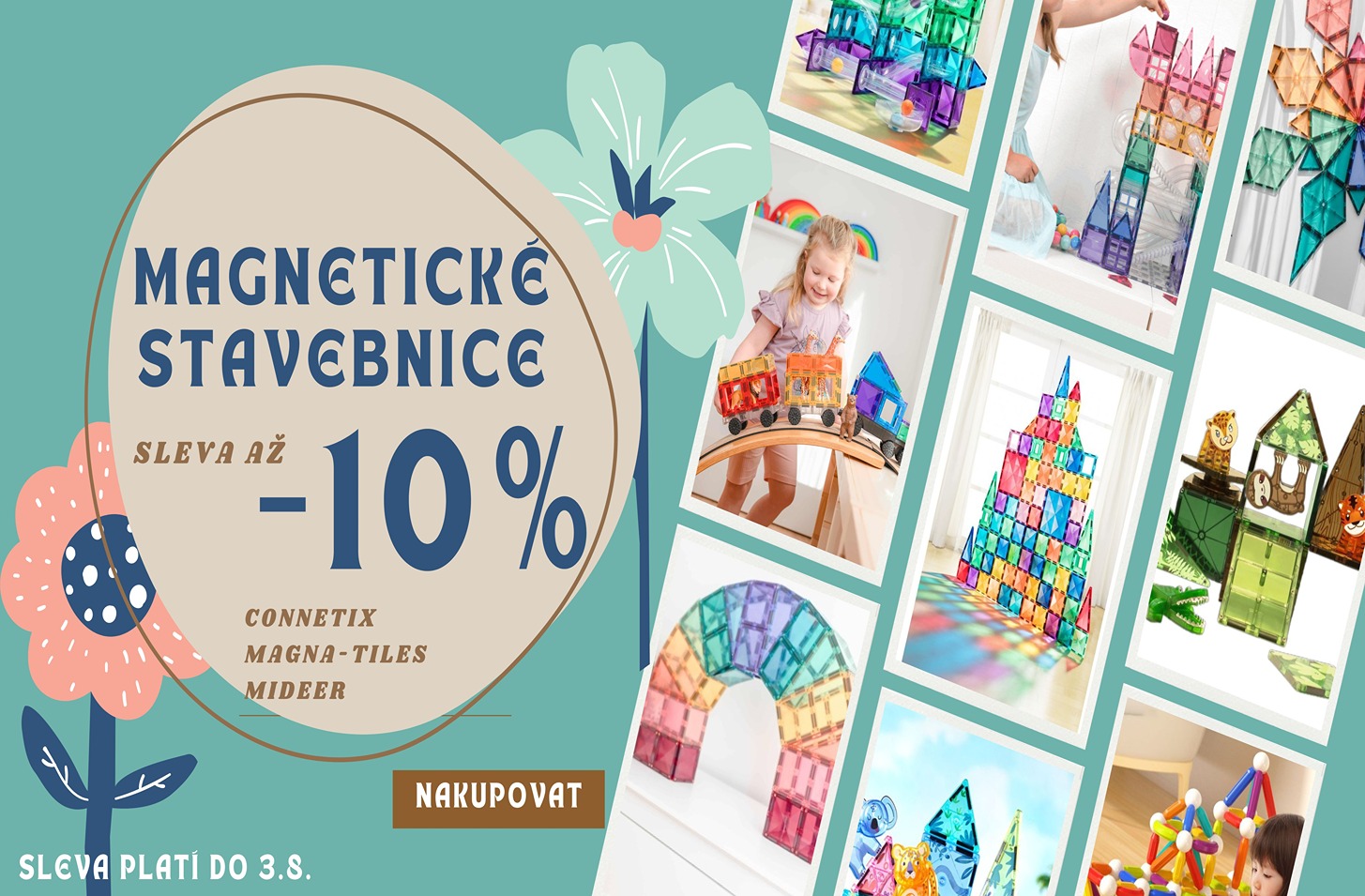 Sleva Connetix, Mideer, Magna-tiles -10%
