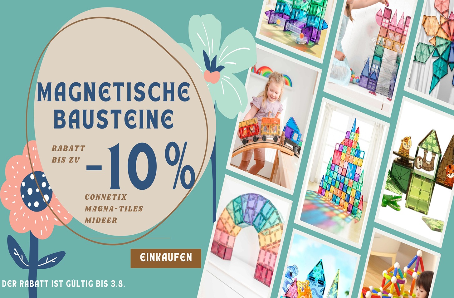 Rabatt Connetix, Mideer, Magna-tiles -10%