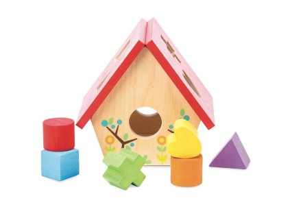 PL085 Bird House Wooden Shapes Sorter Toddler Toy Front