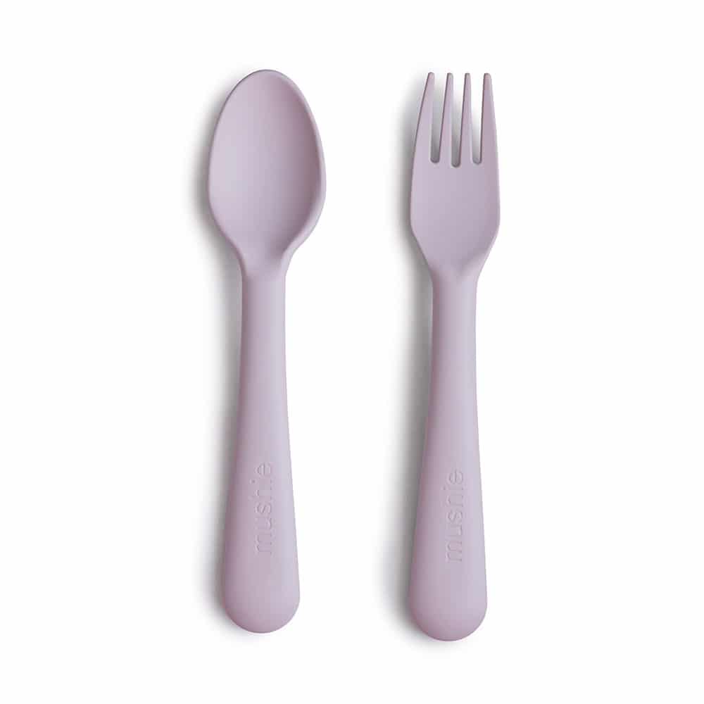 Mushie detský príbor - lyžička a vidlička - Soft Lilac