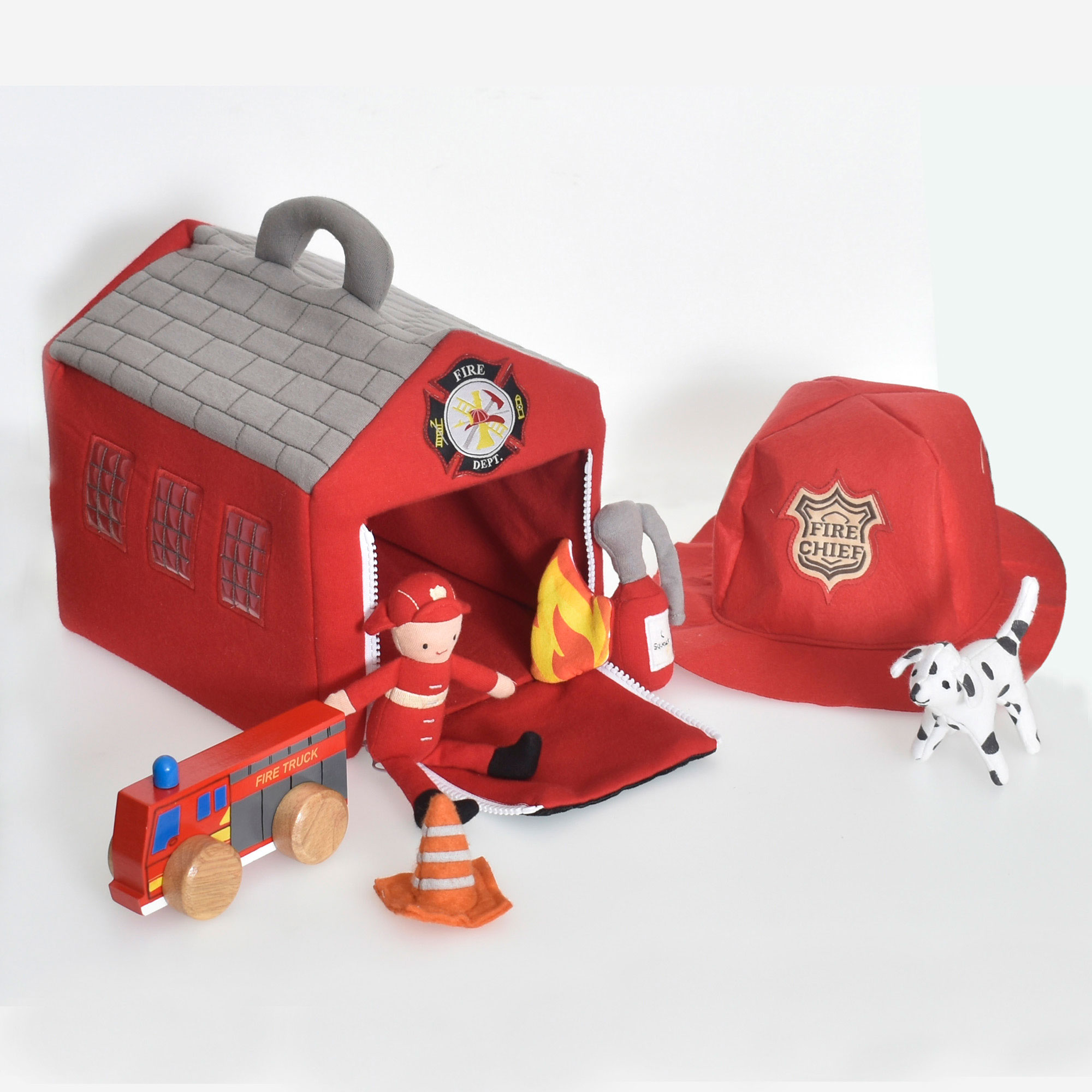 Bonikka hasičská stanica s prilbou a príslušenstvom