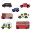 TV267 London Wooden Cars Taxi Bus Ambulance Police Fire Engine