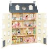 H152 Palace House Gold Pink Grey Blue Giant Deluxe Wooden Dolls House Open Daisylane Furniture Family