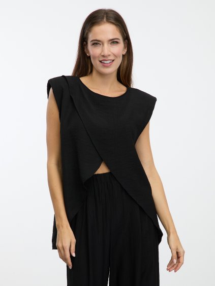 SIMPO černý asymetrický top Sands s vycpávkami