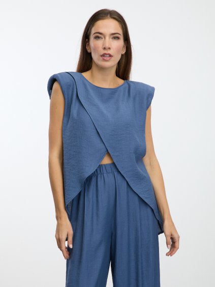 SIMPO modro-šedý asymetrický top Sands s vycpávkami