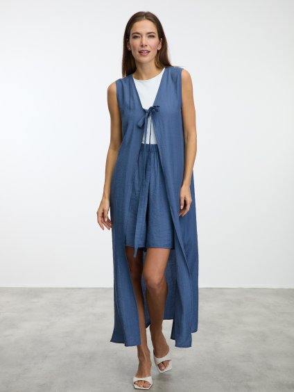 SIMPO modro-šedá dlouhá tunika Sands na zavazování