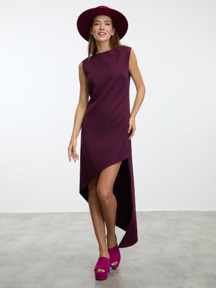 SIMPO švestkové asymetrické šaty Kala