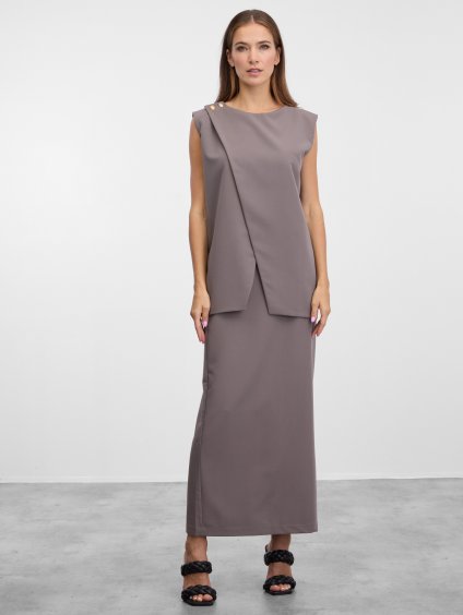 SIMPO šedohnědá pouzdrová sukně Casey