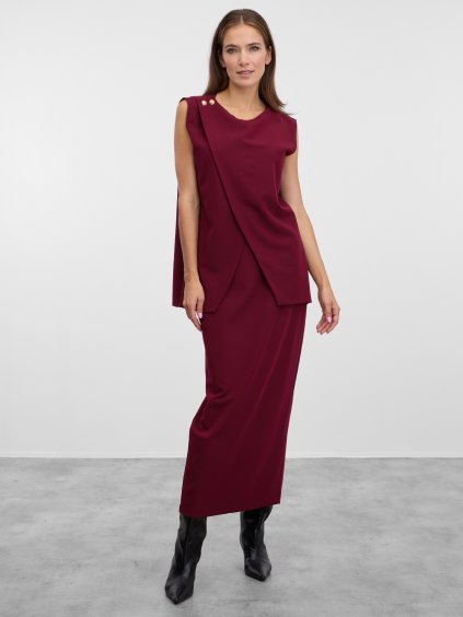 SIMPO bordová pouzdrová sukně Casey