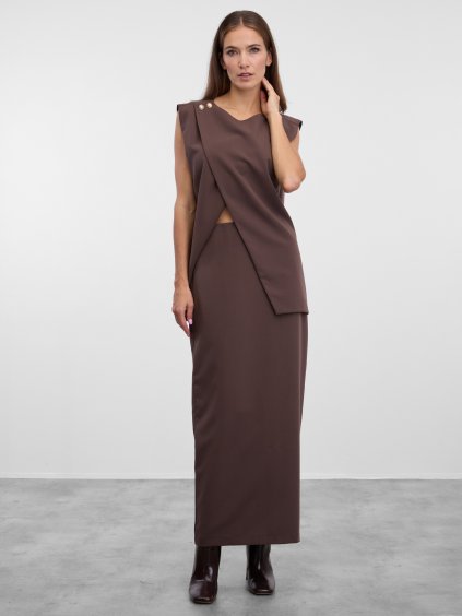 SIMPO čokoládově hnědá pouzdrová sukně Casey