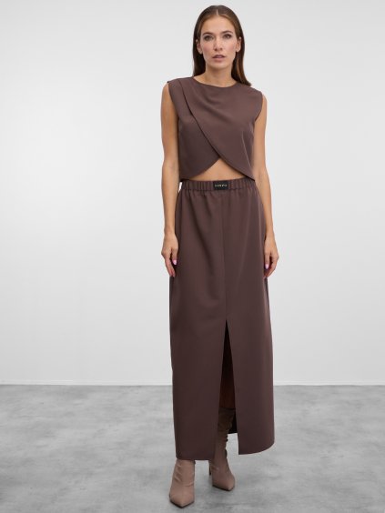 SIMPO hnědá maxi sukně Alto