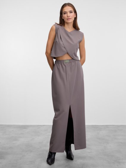 SIMPO šedohnědá maxi sukně Alto