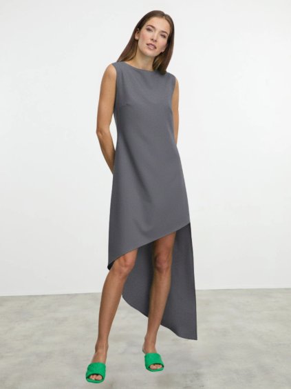 SIMPO šedé melange asymetrické šaty Kala