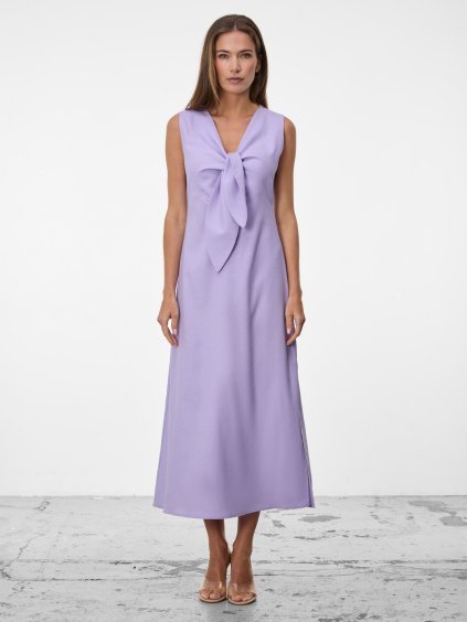 SIMPO lněné fialové šaty Solea Mar bez rukávu