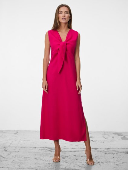 SIMPO lněné růžové šaty Solea Mar bez rukávu