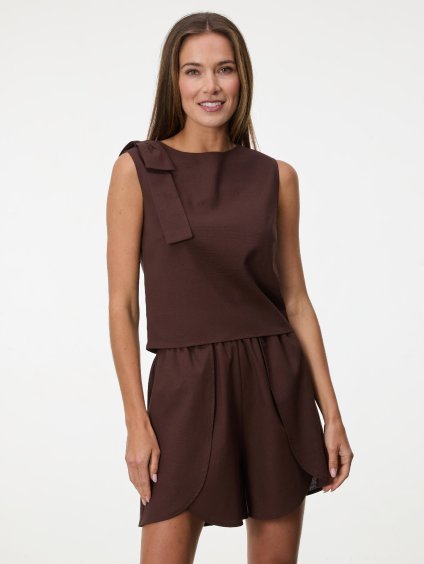 SIMPO lněný hnědý top Brisa Mar