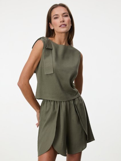 SIMPO lněný khaki top Brisa Mar