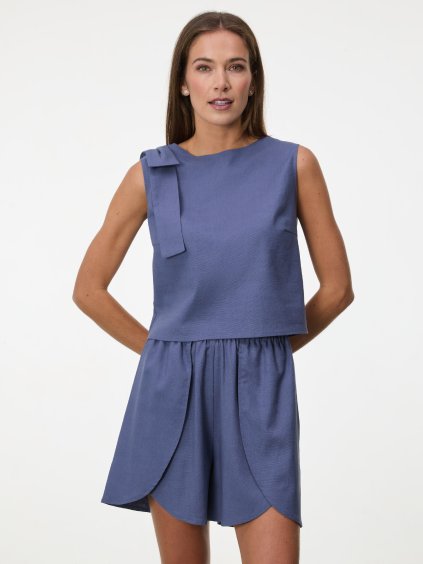 SIMPO lněný modrý top Brisa Mar