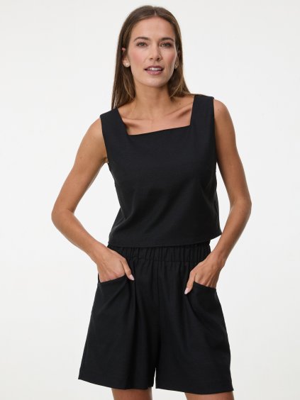 SIMPO lněné černé kraťasy s kapsami Costa Mar