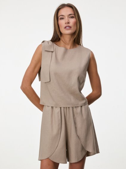 SIMPO lněné béžové kraťasy Sola Mar