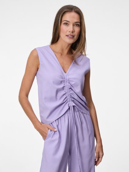 SIMPO lněný fialový top se stahováním Vela Mar