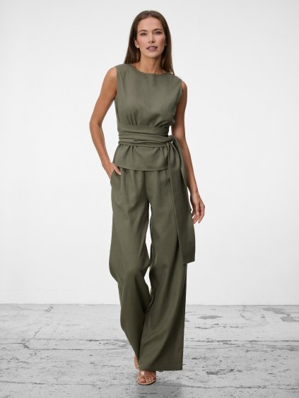 SIMPO lněný khaki top Clara Mar