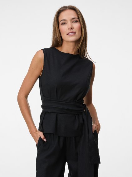 SIMPO lněný černý top Clara Mar