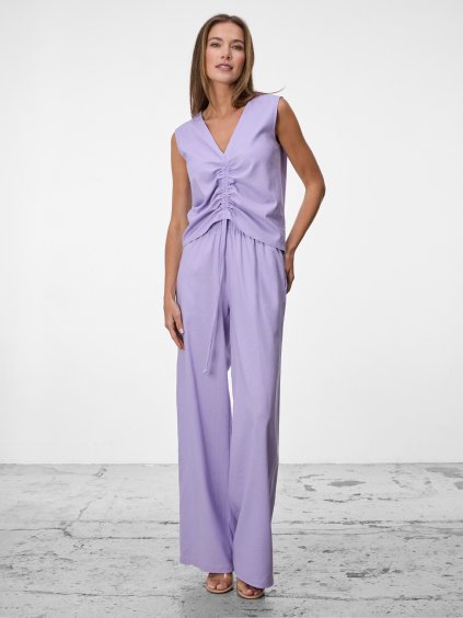 SIMPO lněné fialové kalhoty Forma Mar