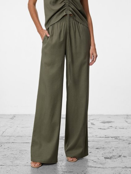 SIMPO lněné khaki kalhoty Forma Mar
