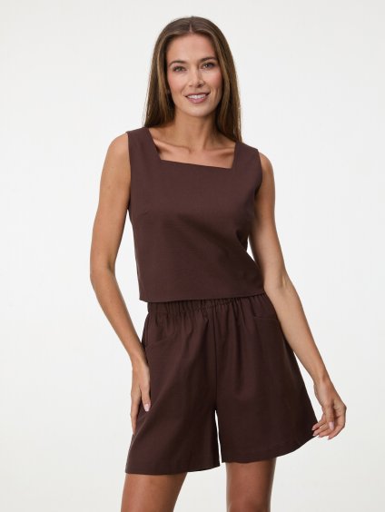 SIMPO lněný hnědý top Linea Mar