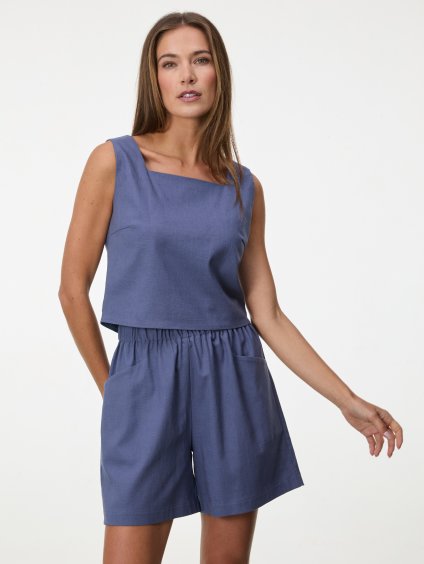 SIMPO lněný modrý top Linea Mar