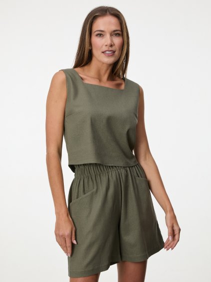 SIMPO lněný khaki top Linea Mar