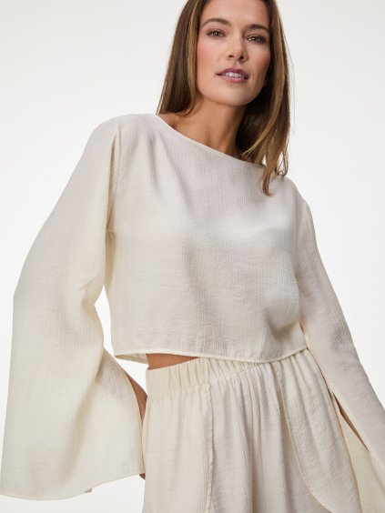 SIMPO krémově bílý crop top Sands s dlouhými rukávy