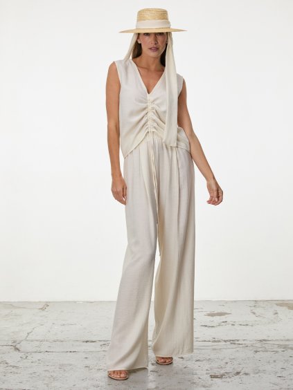 SIMPO krémově bílé široké kalhoty Sands