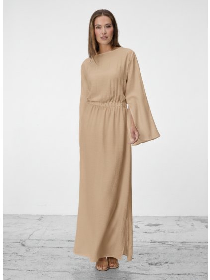 SIMPO dlouhé béžové šaty Aura Sands
