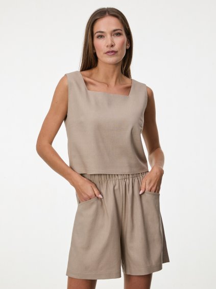 SIMPO lněné béžové kraťasy s kapsami Costa Mar