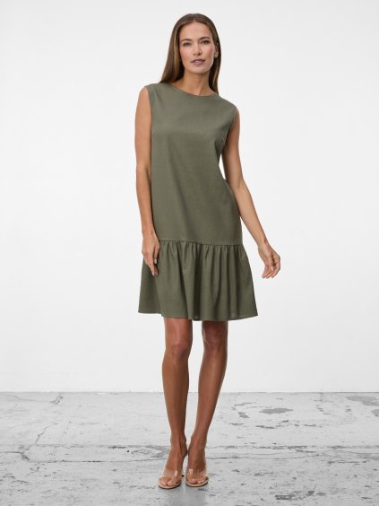 SIMPO lněné khaki šaty Esté Mar