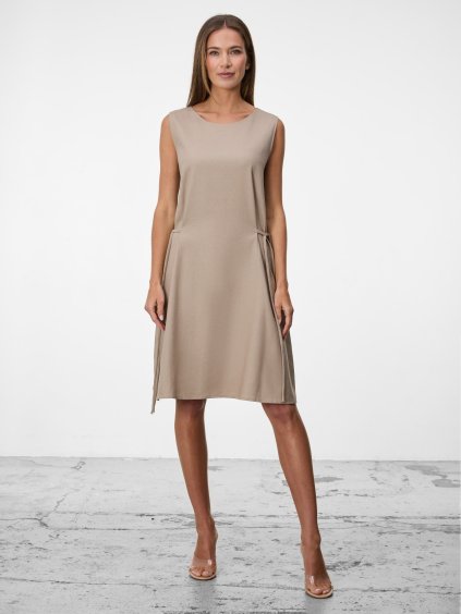 SIMPO béžové lněné šaty Calma Mar