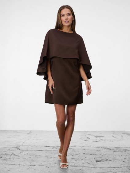 SIMPO hnědé saténové šaty Noemi