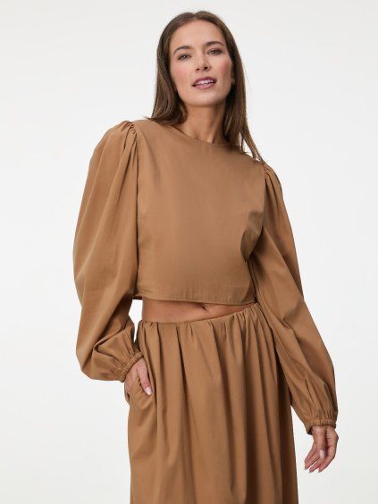 SIMPO světle hnědý bavlněný top Balloon