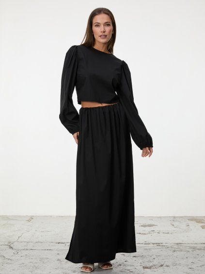 SIMPO černá bavlněná maxi sukně Balloon