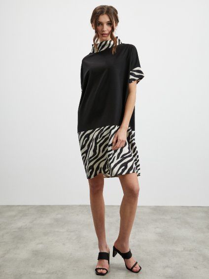 SIMPO černé oversize šaty Zebra