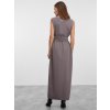 SIMPO šedohnědé maxi šaty Bow bez rukávů
