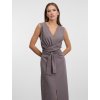 SIMPO šedohnědé maxi šaty Bow bez rukávů