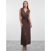 SIMPO hnědé maxi šaty Bow bez rukávů